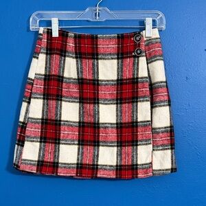 Plaid Red and White Women's Skirt